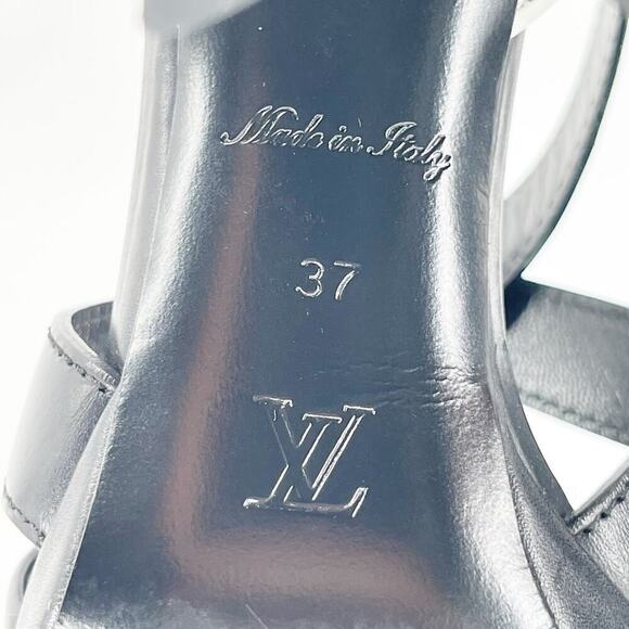 Louis Vuitton Black Monogram Damier Tressage Matchmake Check Heel Sandals EU 37 - Picture 13 of 16